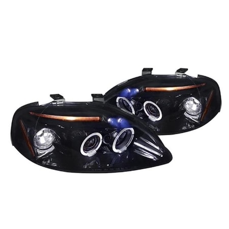 Overtime 1999-2000 Honda Civic LED Projector Headlight - Smoke & Glossy Black OV1187819